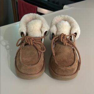 UGG Tan and Cream Suede Boots with Sheepskin Lining